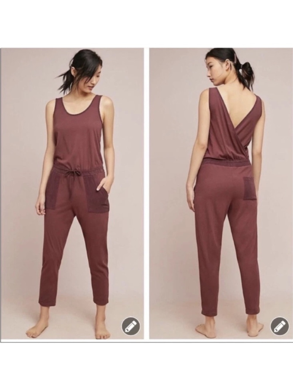 Anthropologie T.LA Gemistus Cross Back Jumpsuit Medium Cotton Tiny Hole C Photo